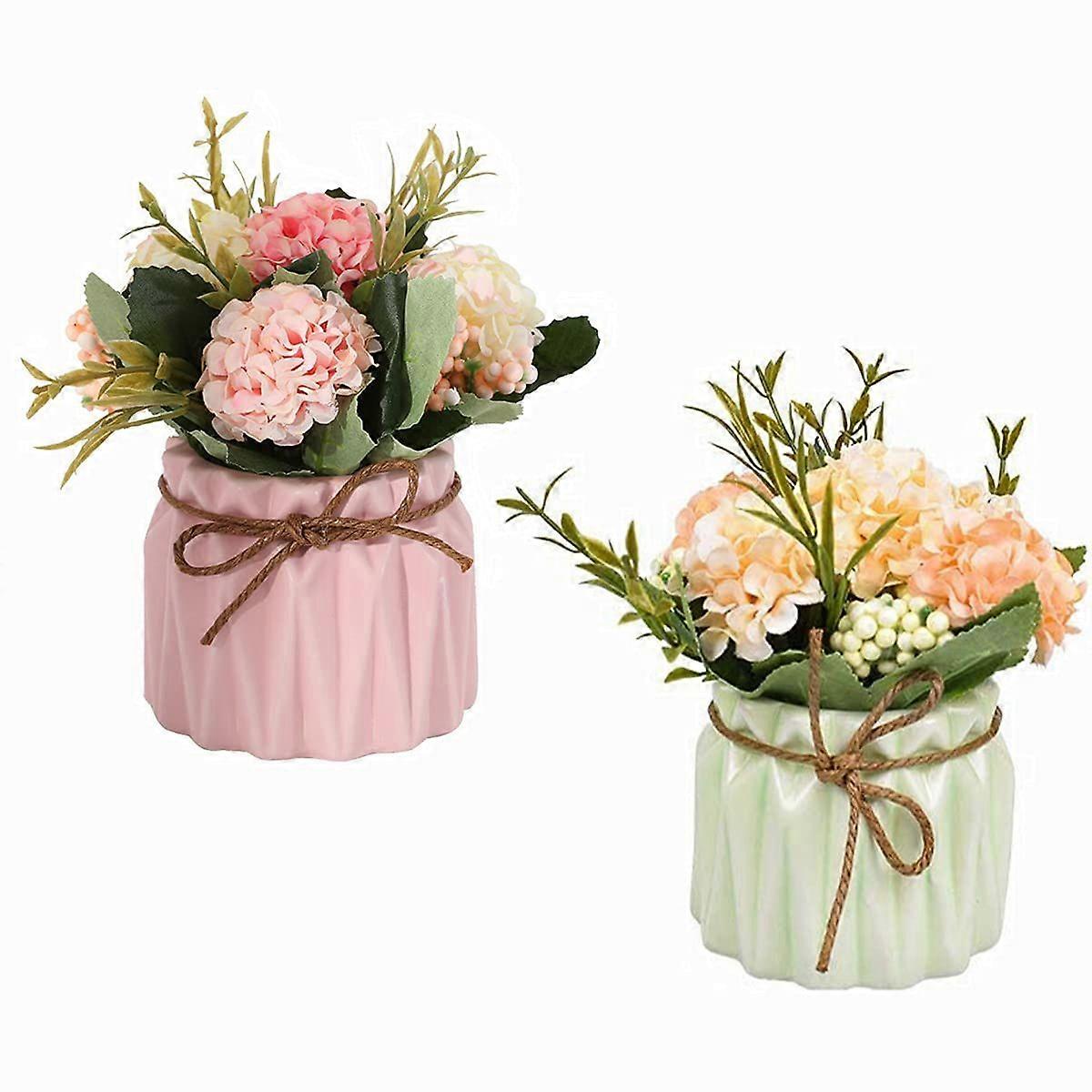 artificial flowers in a pot 2 pieces,artificial plants with a pot,table ...