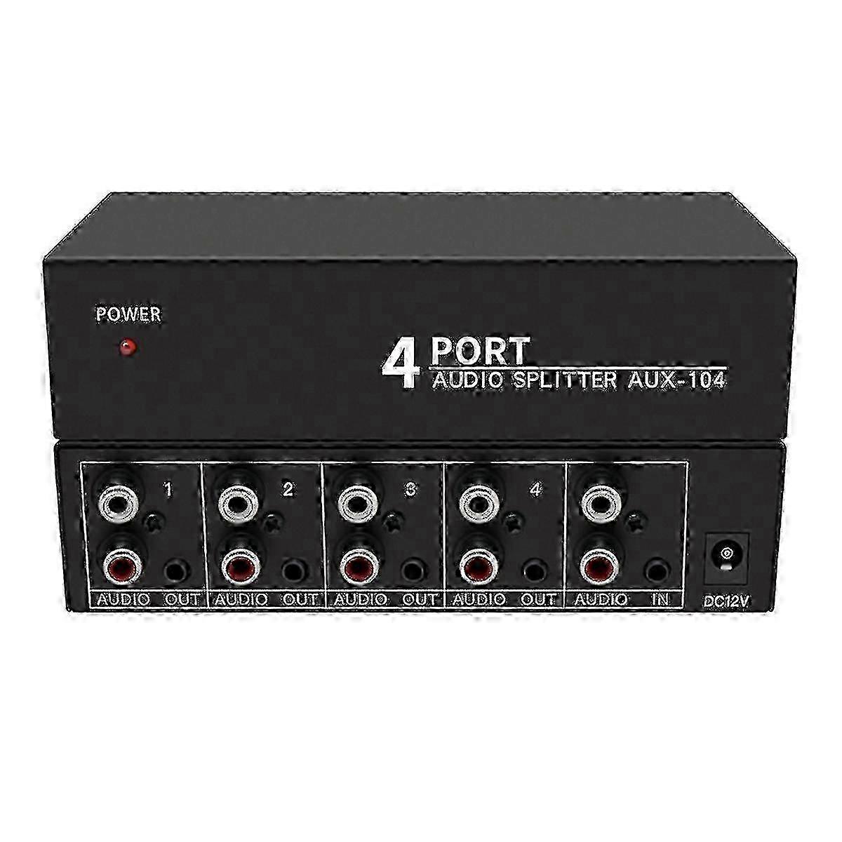 RCA Audio Splitter 1 Input 4 Output Stereo Sound Distributor for Home Theater & Speakers
