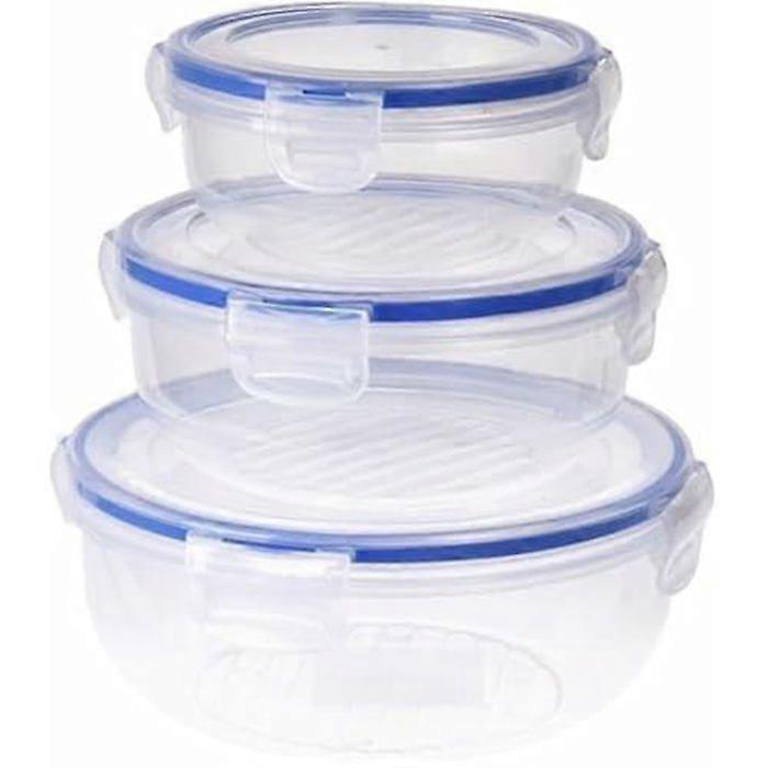 Excellent Houseware 024000670 Set of 3 Storage Boxes with Clip Lid Blue/Clear