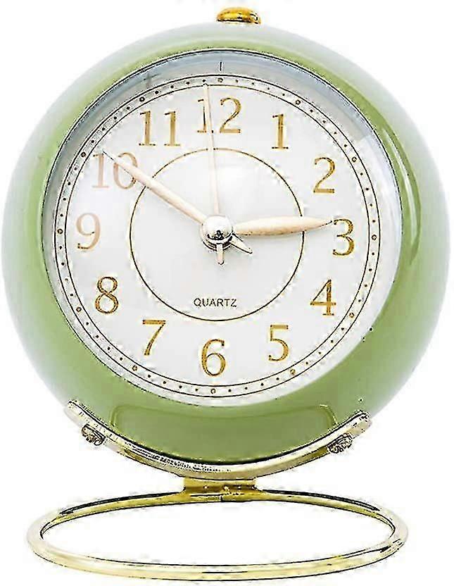 Classic Non-ticking Tabletop Alarm Clock With Backlight, Battery Operated Desk Clock With Hd Glass