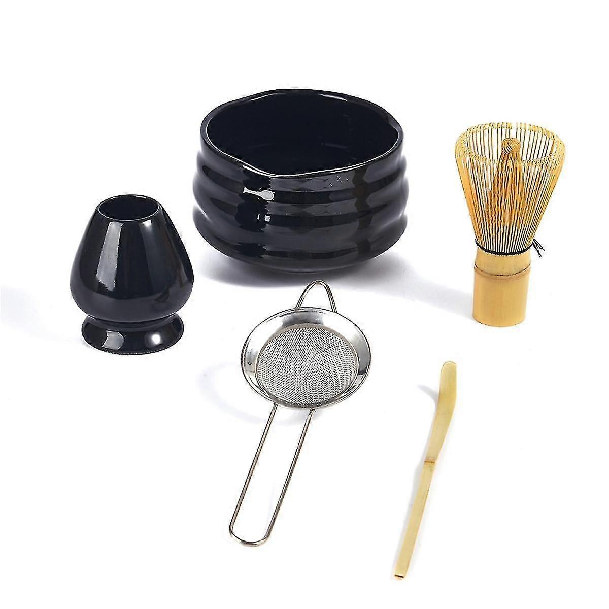 5PC Handmade Home Matcha Tea Set Tool Stand Kit Matcha Bowl Whisk Tea Scoop Tea Whisk Whisk Holder