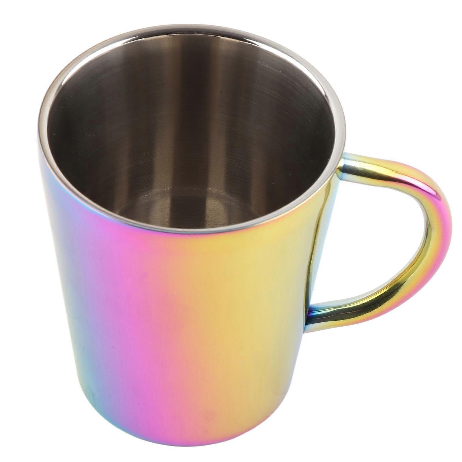 300ml Double Layer Water Cup with Handle Stainless Steel Coffee Insulated Mug for Home