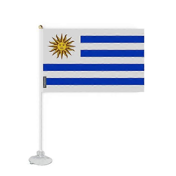 Suction Cup Flag - Uruguay - 14 x 21 cm - Durable Polyester - Double-Sided Print - Lightweight and Practical