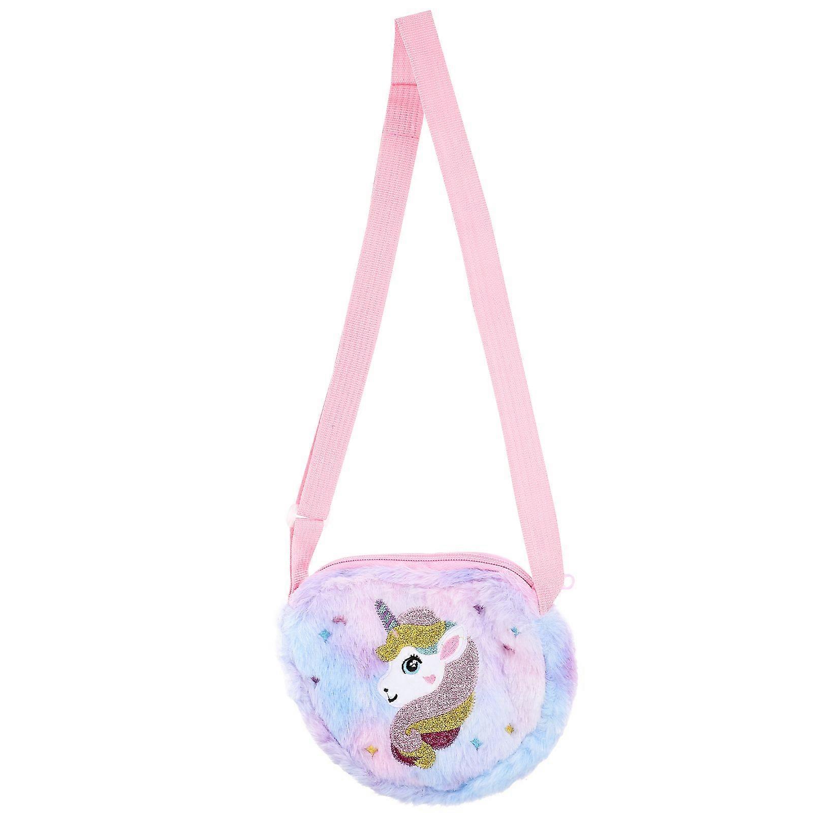 Plush Unicorn Pattern Shoulder Bag Girl Bag Unicorn Plush Bag Cute Shoulder Purse