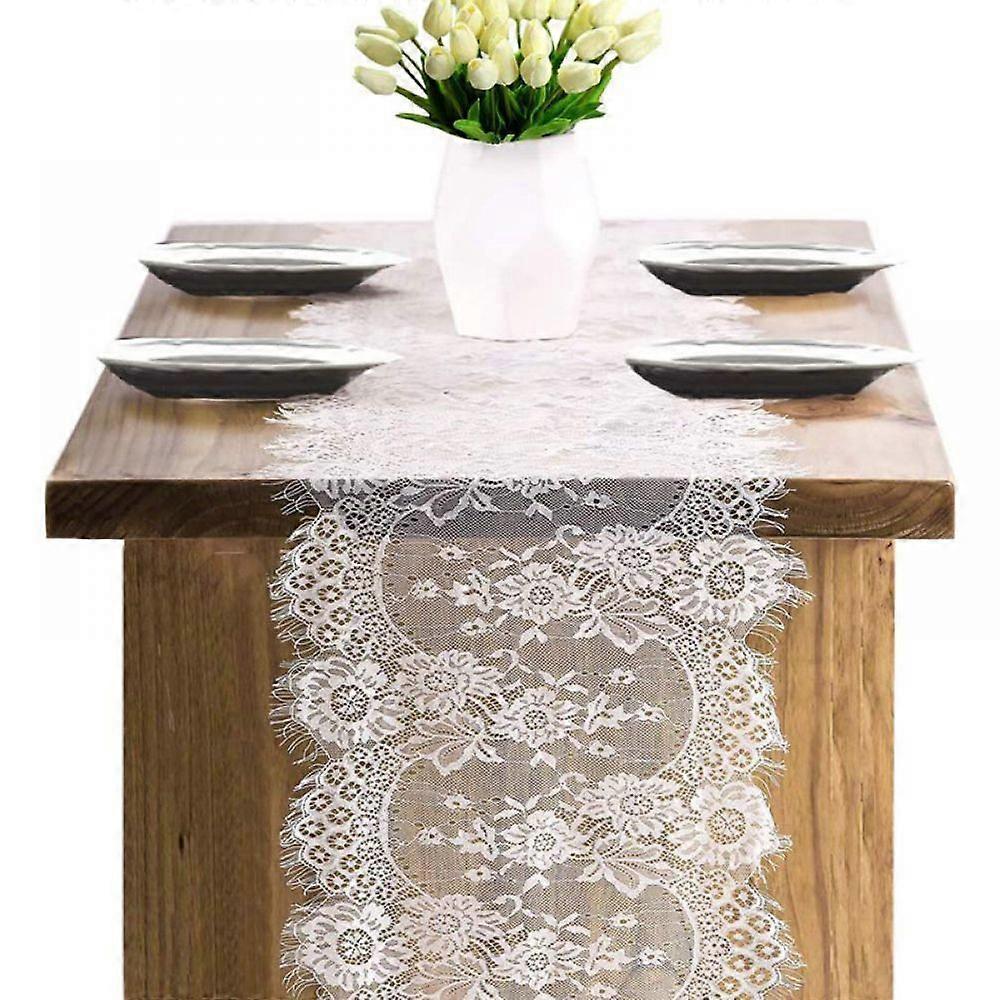 Lace Table Runner 35x300cm White Elegant Exquisite Washable Reusable Decorative Table Runner