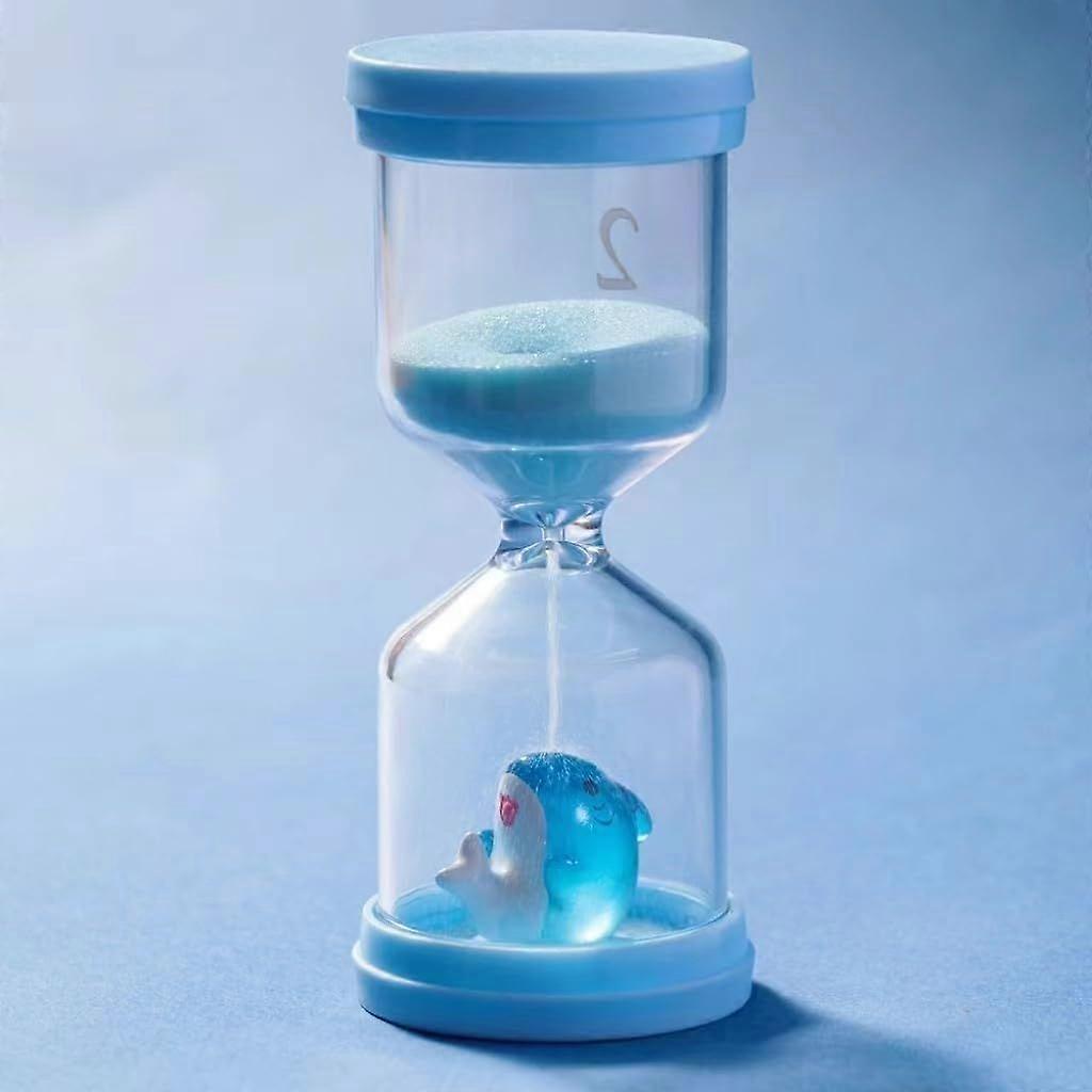 3 Min Shatterproof Plastic Hourglass,Sand Timer For Kids In Macaron Blue With Shark Pattern