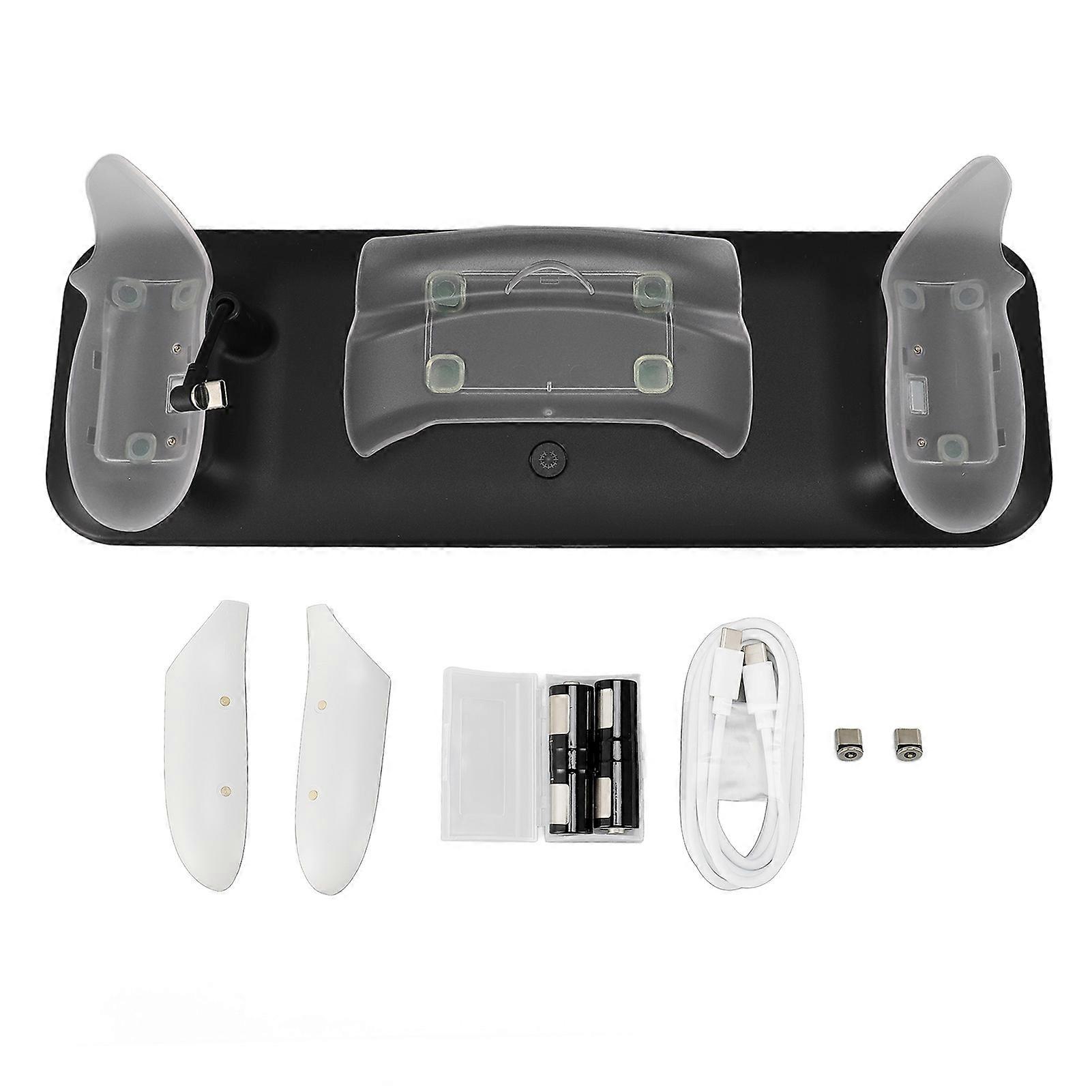 VR Headset Controller Charging Dock with Magnetic Contacts and RGB Lighting - Black