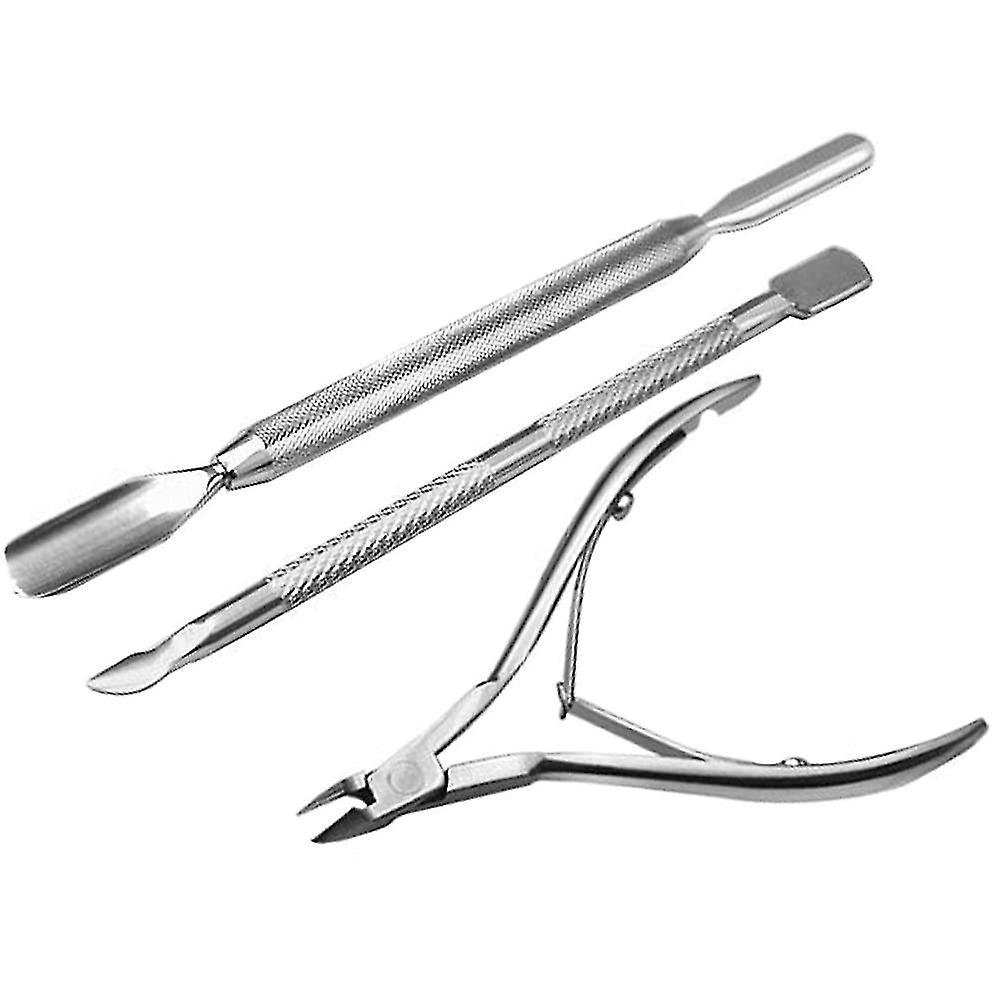 Pusher Scraper Spatula Nail Clipper Stainless Steel Cuticle Pusher Set Of 3