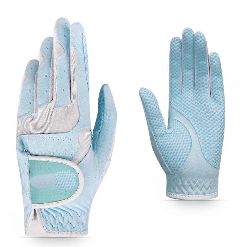Golf Gloves for Women, Left and Right Hand, Breathable and Slip-Resistant, Blue and White, Size 19, Sport Gloves