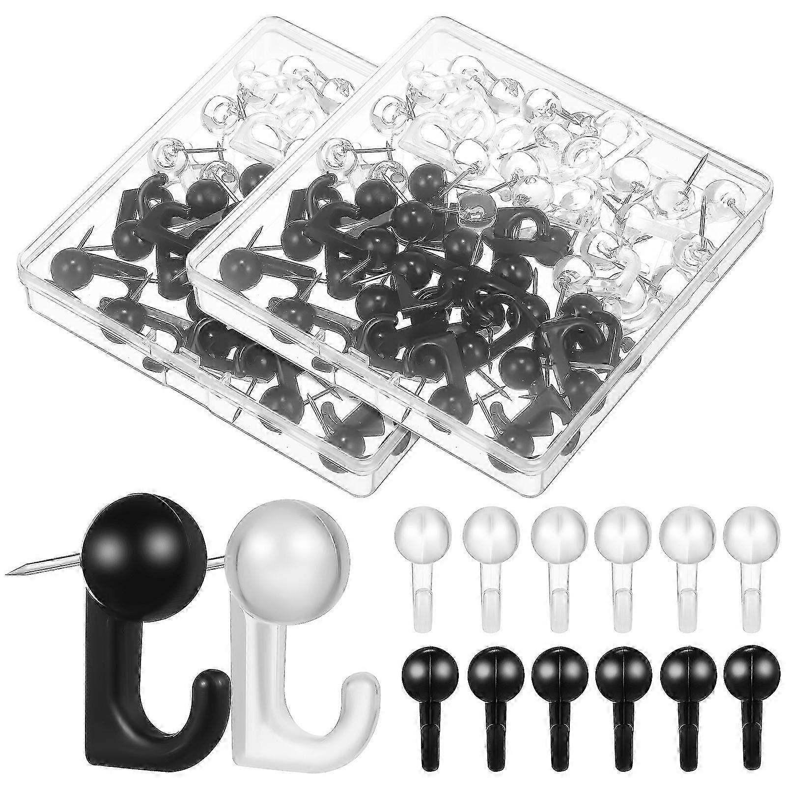 100Pcs Decorative Push Pin Hooks with Plastic Heads for Photo Wall & Bulletin Board
