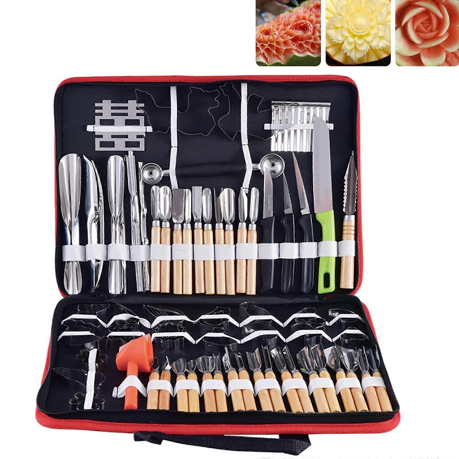 80piece food carving tool set, stainless steel, handle 3–40 mm, blade 6 cm, for carving
