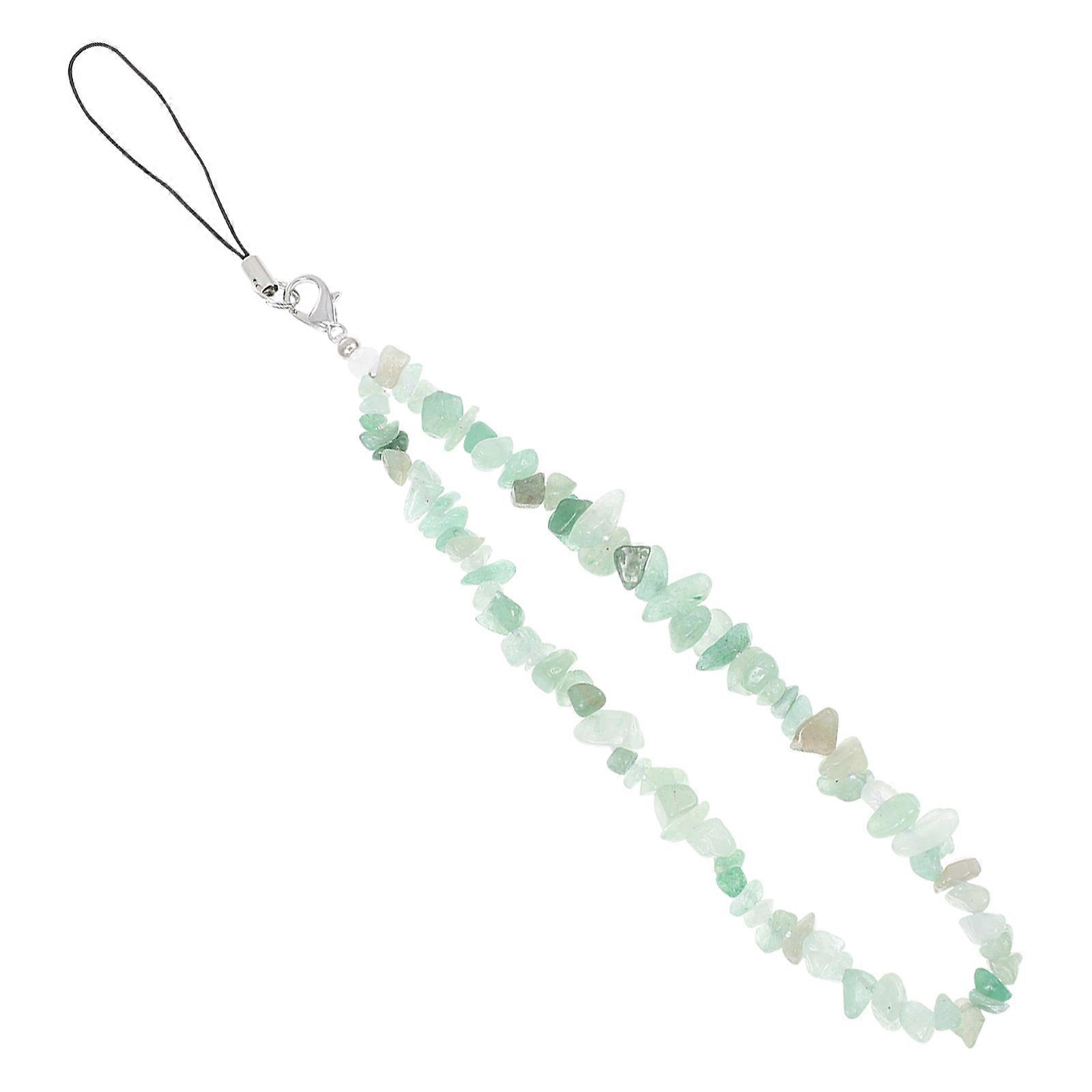 Natural Crystal Mobile Phone Chain Pendant Lanyard Unique Fashion Accessory Fixing Rope Creative Design DIY Mobile Cases Mint Green Gemstone Beads