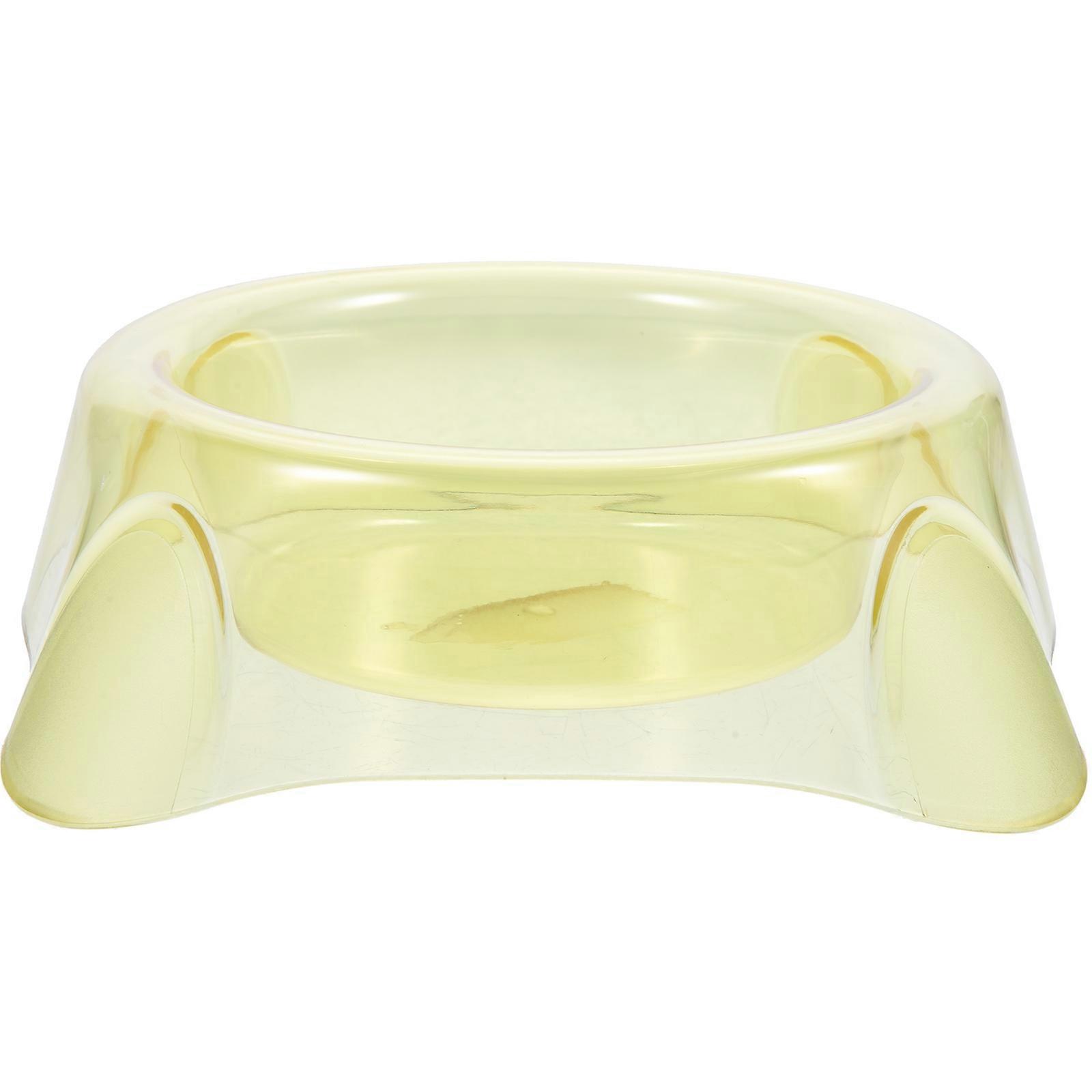 Kitten Food Bowls Dog Basin Round Shape for Home Use Drinking and Feeding Function Light Yellow 1 Set