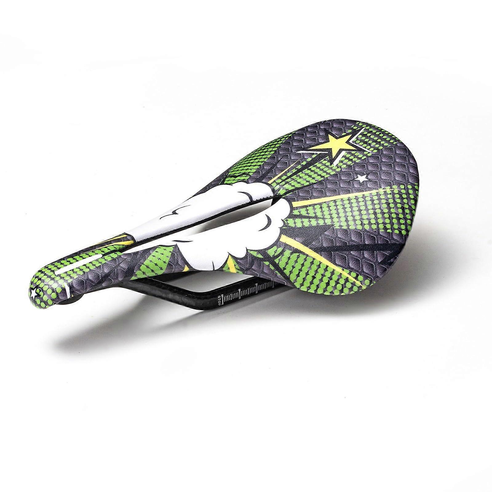 Bicycle seat cushion made of carbon fiber, breathable comfortable shockabsorbing seat cushion trendy racing saddle with pattern(F)