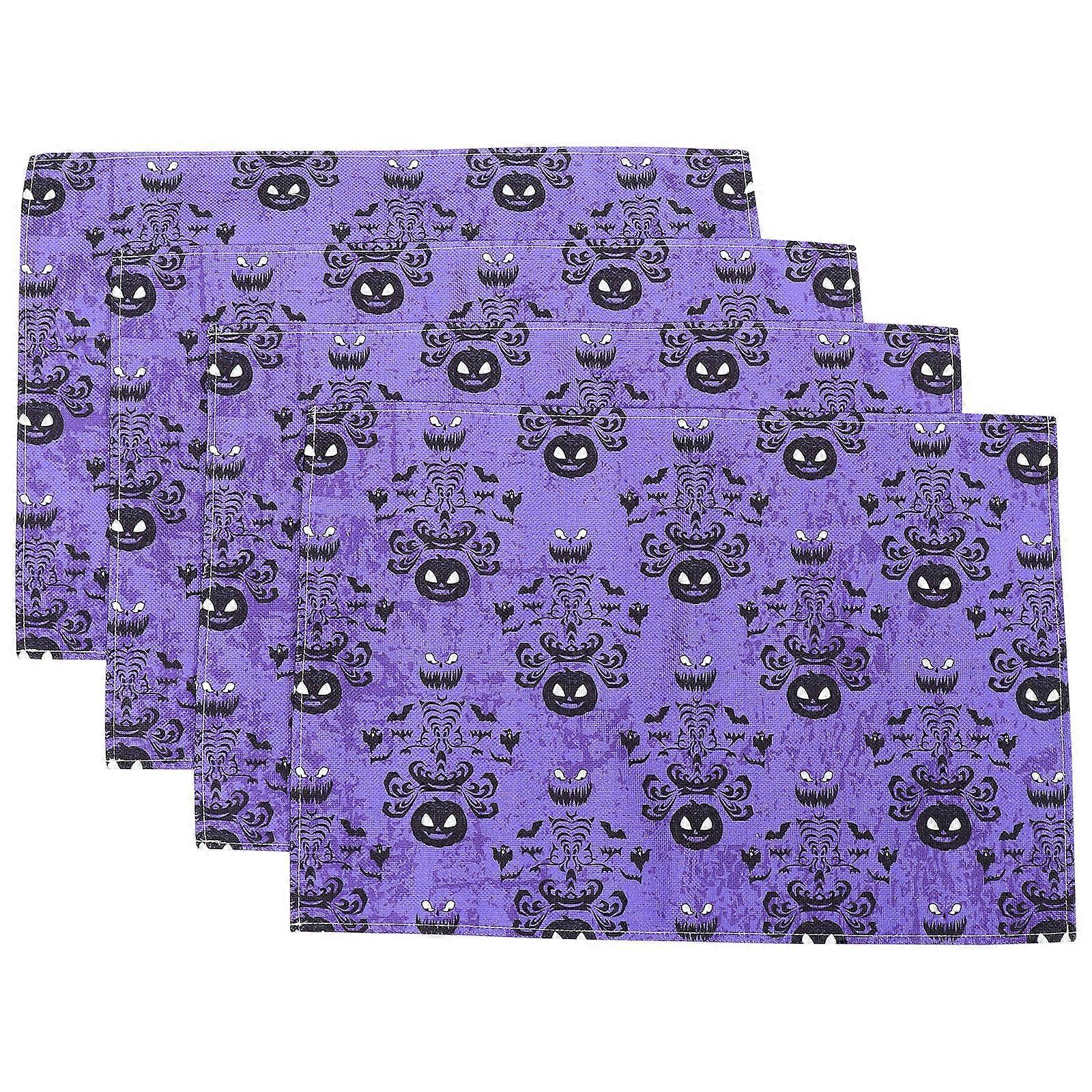 Dining Table Placemats Home Decoration Rectangular Linen 50x33cm Protect Furniture 4Pcs Purple