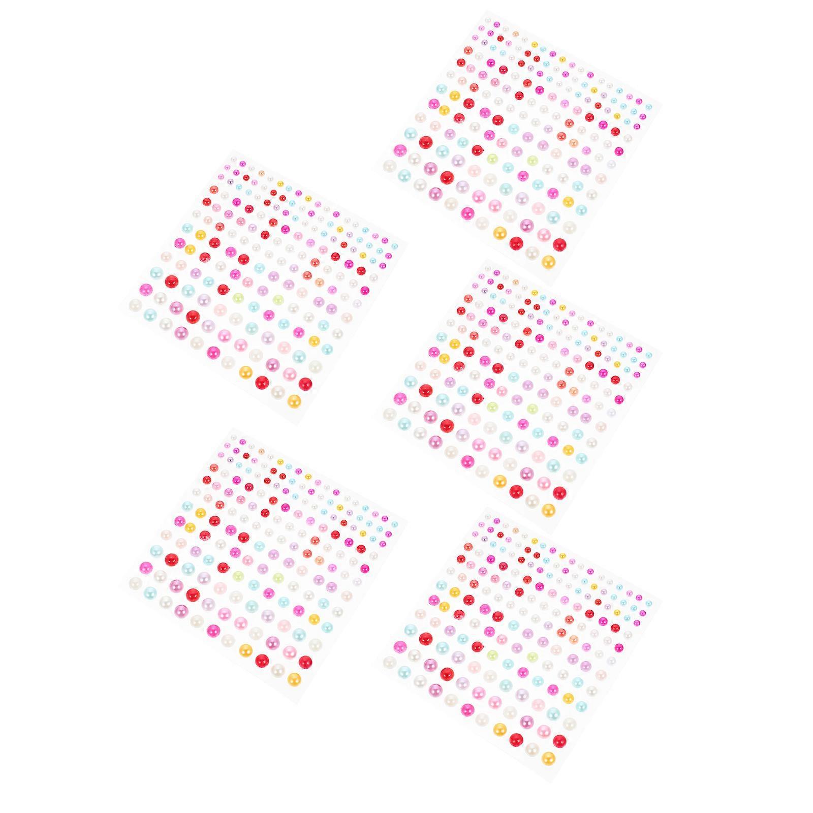 Flat Back Pearls Stickers Multi-Colored 0.5X0.5Cm Diy Decorations 5Pcs