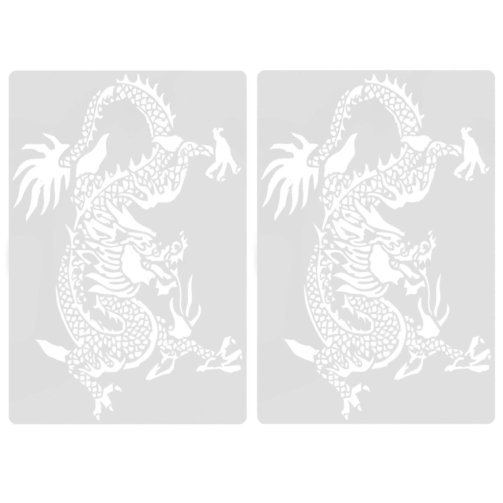 Reusable Drawing Painting Stencils Dragon Shaped Diy Tools Interactive Art Experience Stimulate Imagination 2Pcs