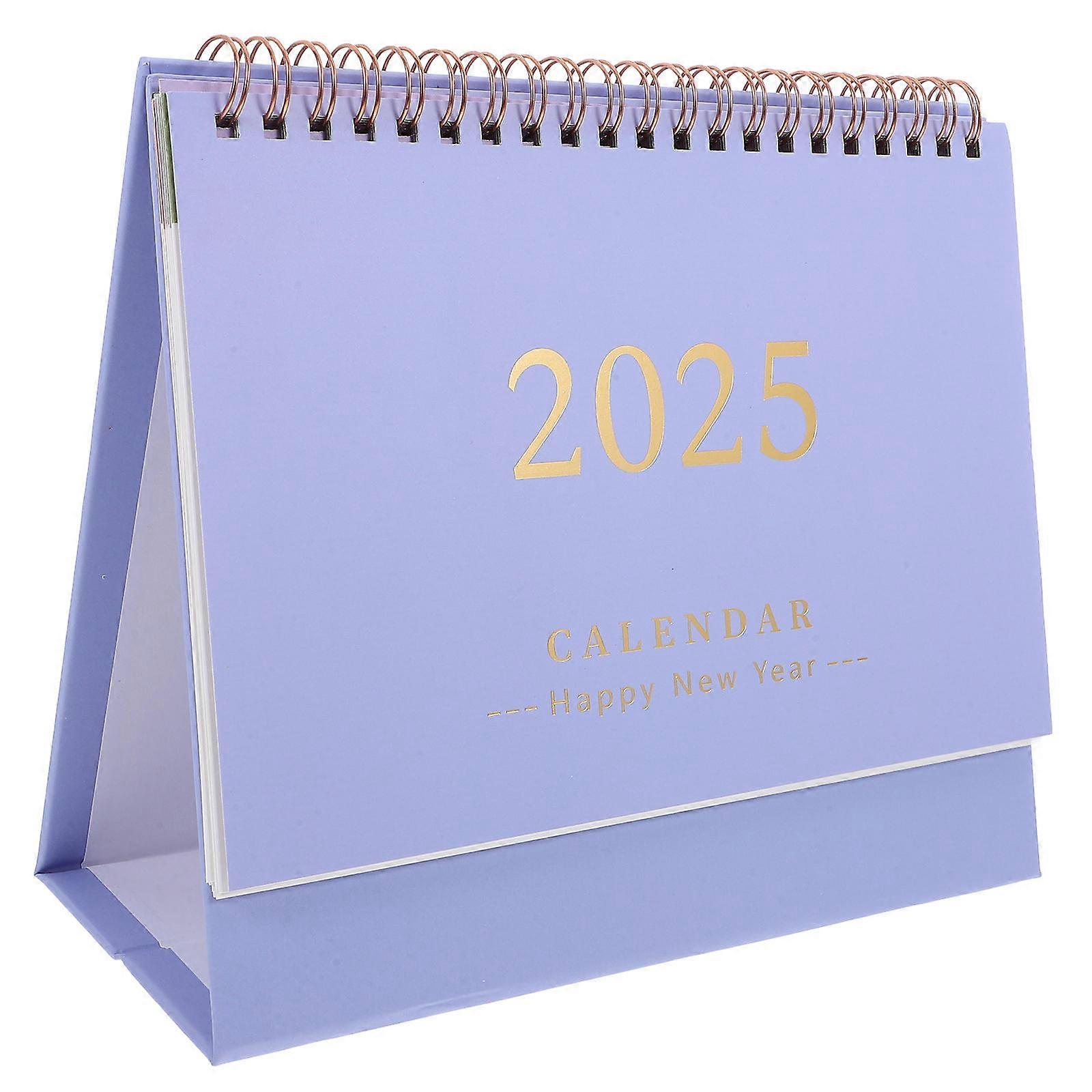 Monthly Desktop Calendar Purple 25.00X21.00X8.00CM Desk Decoration 360-Degree Flipping Time Management 1Pack