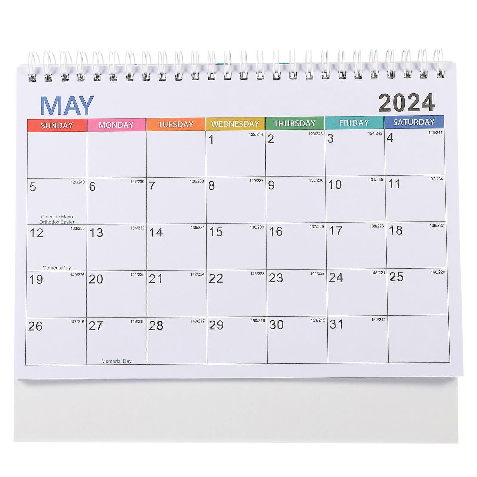 Decorative Month Calendar Table Calendar Classic Design For Dormitory Note-taking To-do List 9.1X7.7X3.1in 1Set