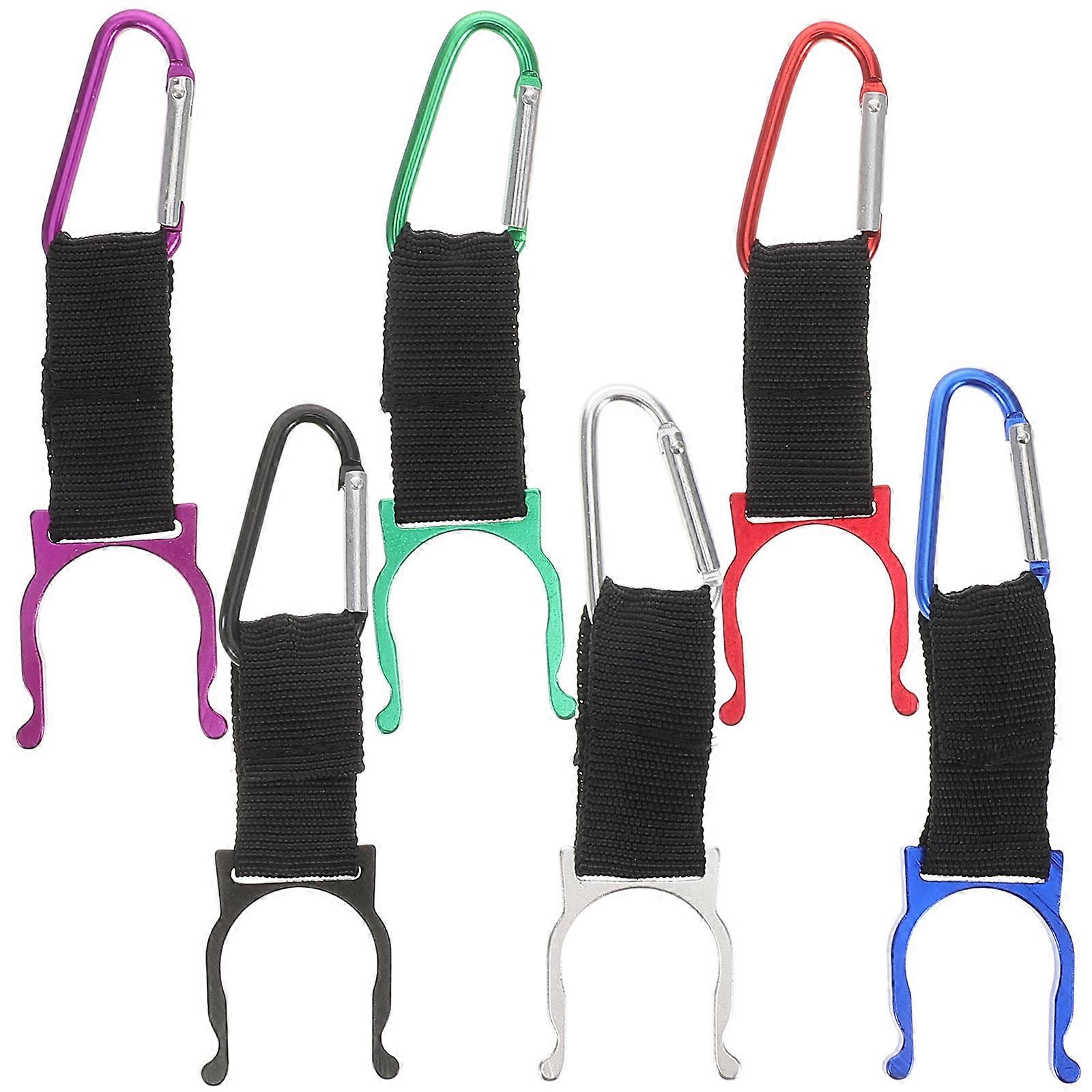 6PCS Water Bottle Buckle Clips, Portable Carabiner Keychain Holders for Outdoor Activities, Hiking, Camping, Lightweight and Easy Attachment for