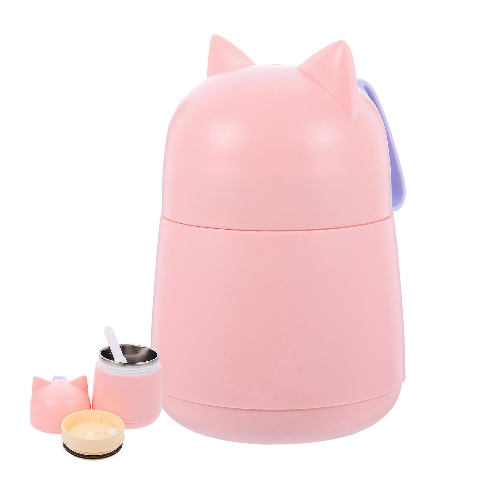Insulated Soup Flask for Hot Food 450ml Pink 304 Stainless Steel Portable Temperature Retention