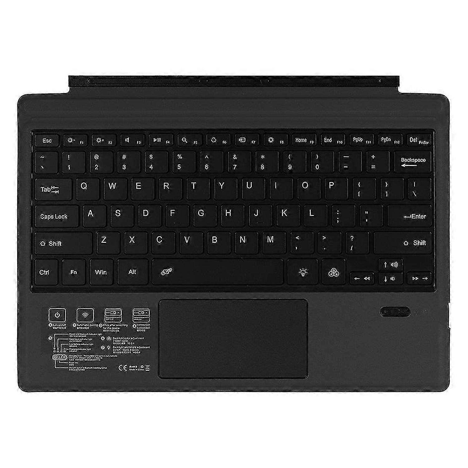 Clavier sans fil avec Presspad pour Microsoft/Surface Pro 7, rétroéclairage 7 couleurs ultra-mince Bluetooth