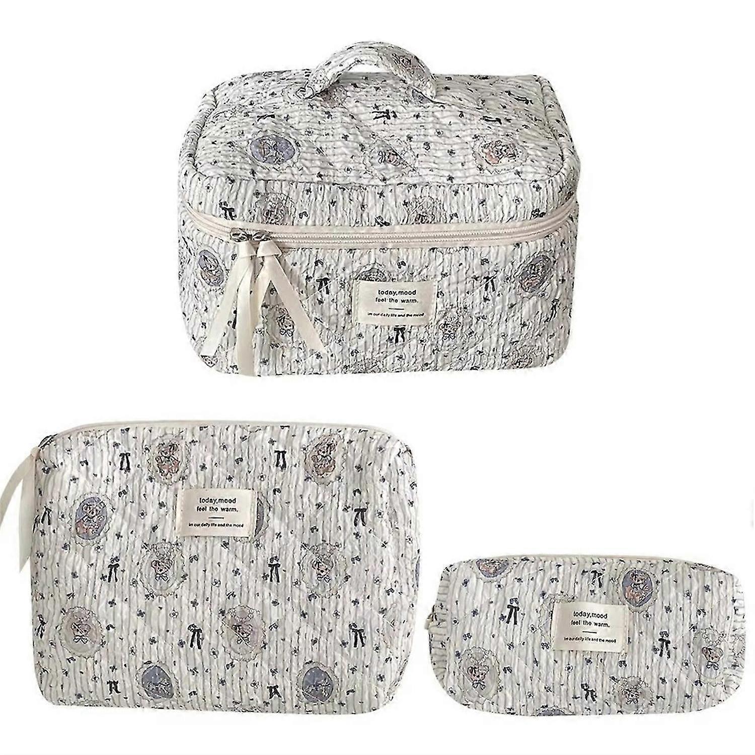 حقيبة مكياج الدب المبطن حقيبة منظم مستحضرات التجميل حقيبة تخزين ماكياج جمالية حقيبة أدوات الزينة لطيف الدب C