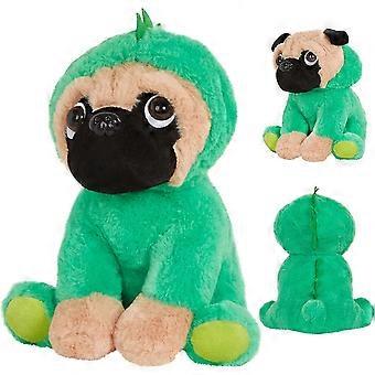 Vestidos Cruzados Verdes Pug Animais de Pelúcia Fofos Brinquedos de Pelúcia para Cães Presentes de Aniversário para Meninos e Meninas, 10