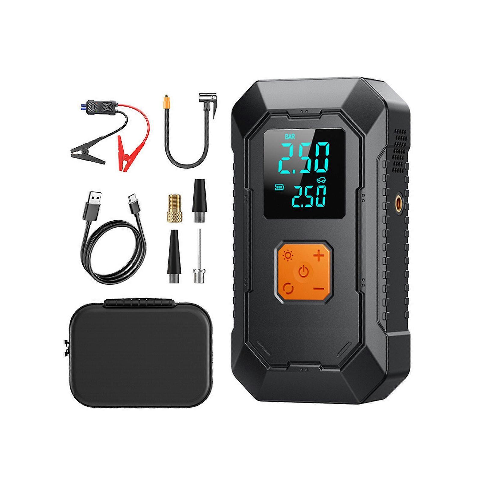 Digital Tire Inflator With Power Adapter Function For Car Motorcycle Bicycles Ball USB C Charging Emergency Light Multicolor