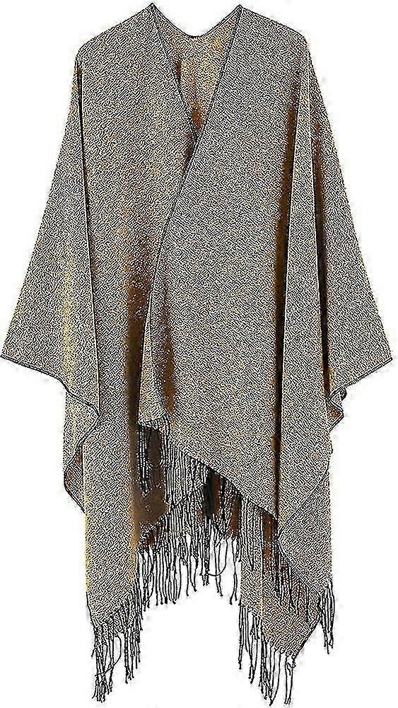 Stylish Open Front Cape Oversize Knitted Shawl Wrap for Women