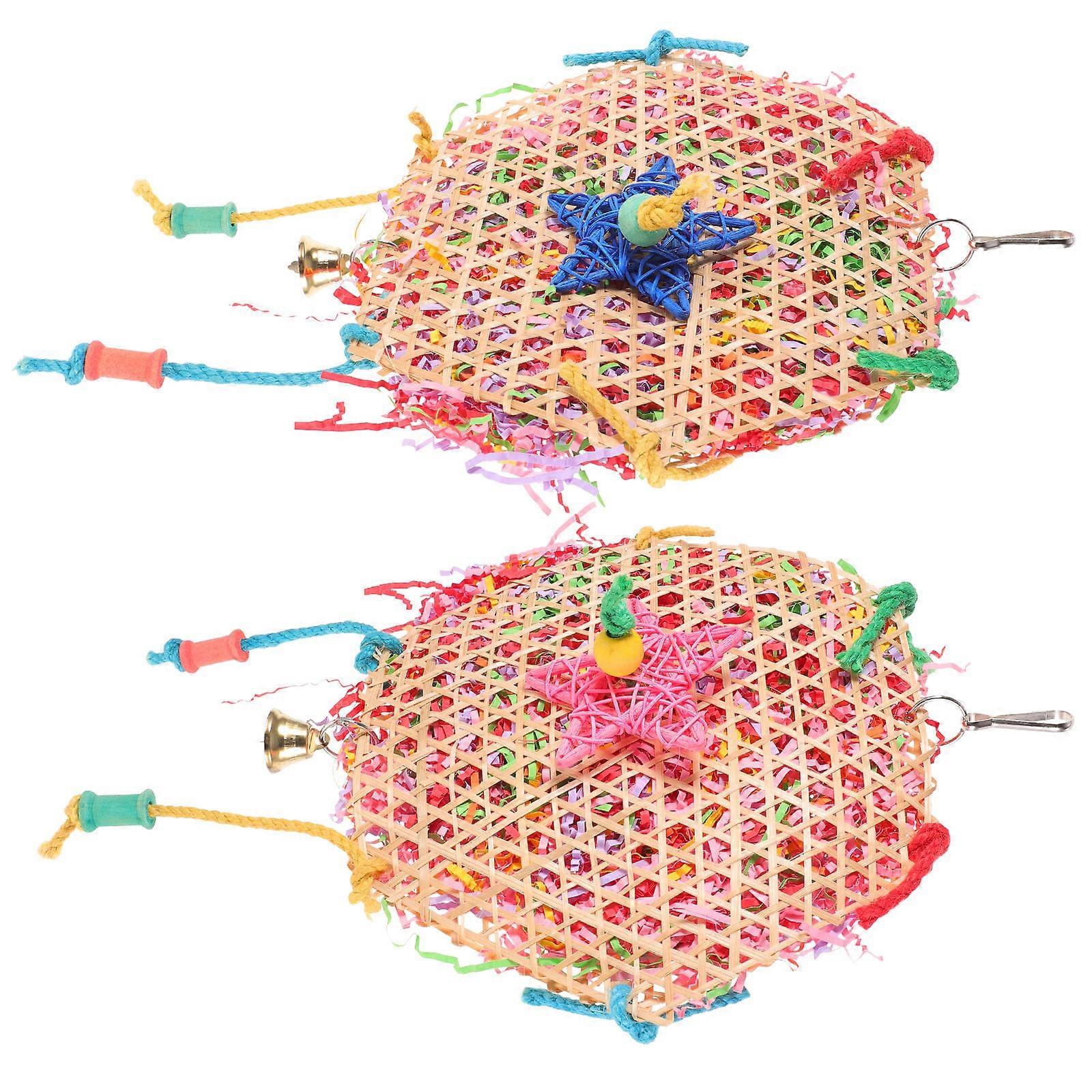 Funny Parrot Toy Chewing Toy for Bird Climbing Stand Edible Crepe Paper Durable Materials 2Pcs