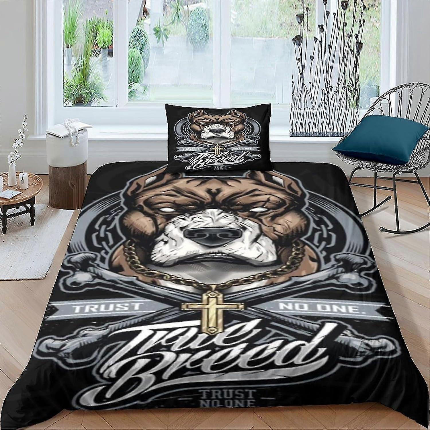 Conjunto de Cama para Cães Bulldogs - Capa de Edredom Macia com Fronha, Tamanho Único