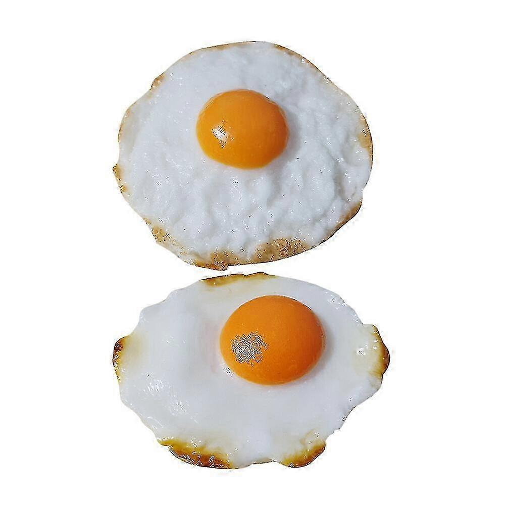 2Pcs Lifelike Fried Egg Model Simulation Food Photo Prop