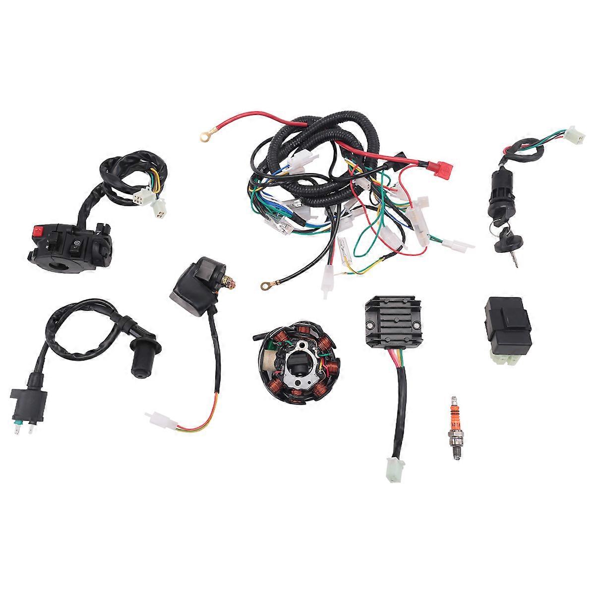 ATV Wiring Harness Kit, with CDI Stator Regulator Ignition Switch Solenoid Relay for GY6 125Cc 150Cc