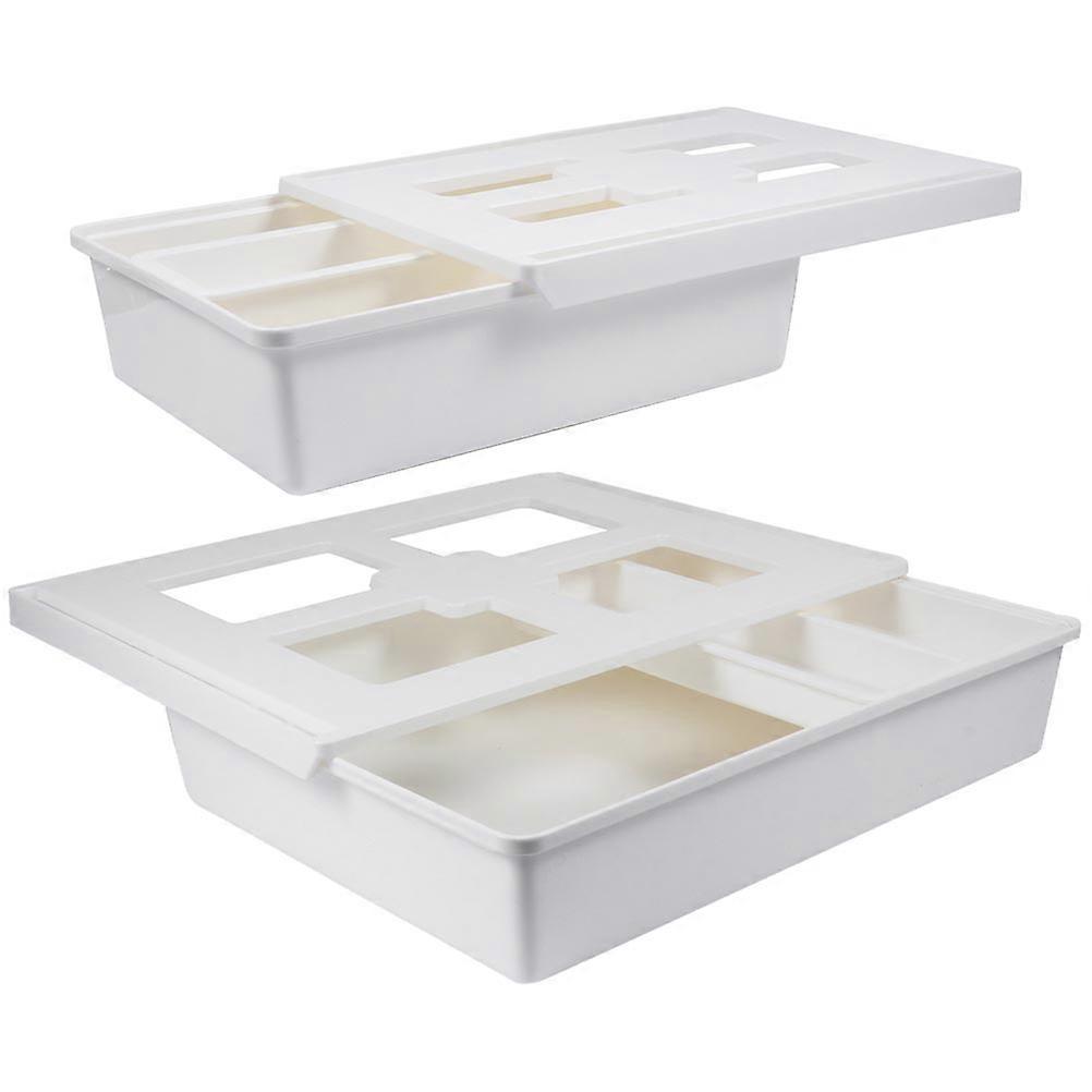 Under Desk Storage Box Creative Stationary Organizer for Students Rectangular ABS Tidy Desktop 2Pcs