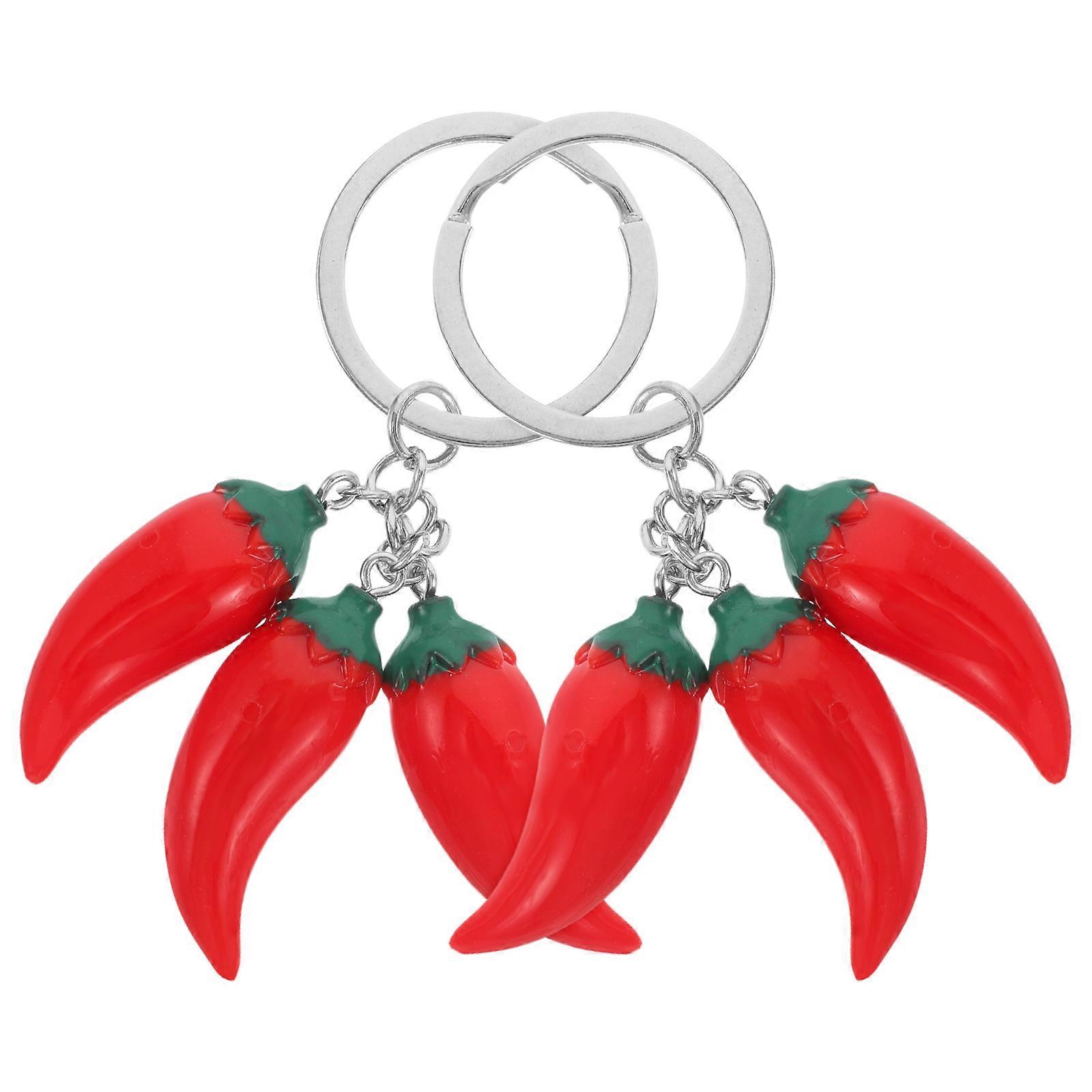 Realistic Simulation Chili Pepper Key Ring Accessory Ideal For Holiday Decorations 2Pcs