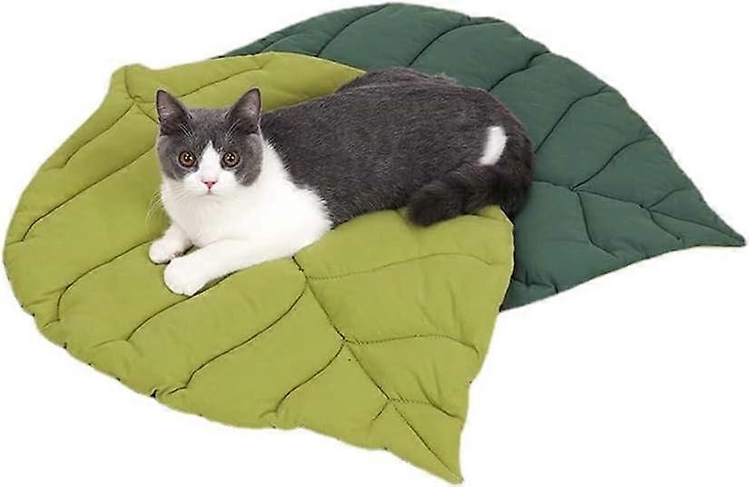 Cat Mattress Leaf Shape Cat Nest Cat and Dog Double Sided Available Floor Mat Cover Pad Warm and Comfortable Cartoon (Leaves)