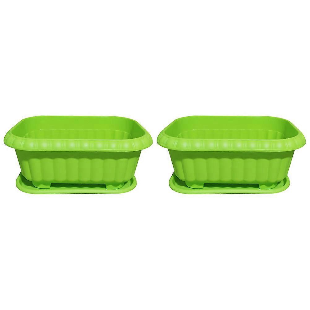 Plastic Planters for Gardening with Drainage Mesh Design 2 Pcs Green