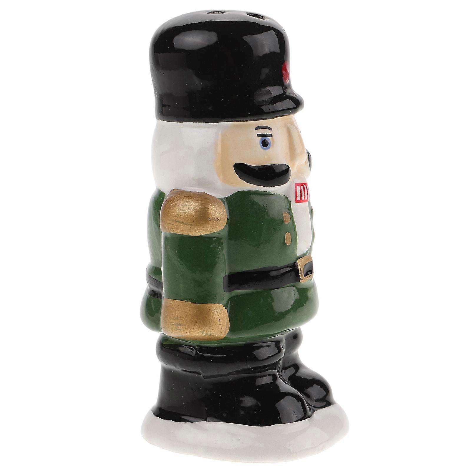 Ceramic Salt Pepper Shaker Nutcracker Design Christmas Kitchen Condiment Container Multi Purpose Spice Storage Easy To Clean Adorable Countertop Decor