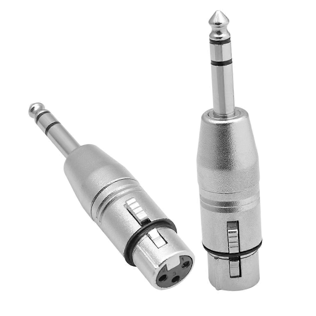 Audio Adapter Converter 2-Pack, Zinc Alloy Square Design, Male Connection Pipe for Monitor, Durable Thickened Component Adapter, Silver