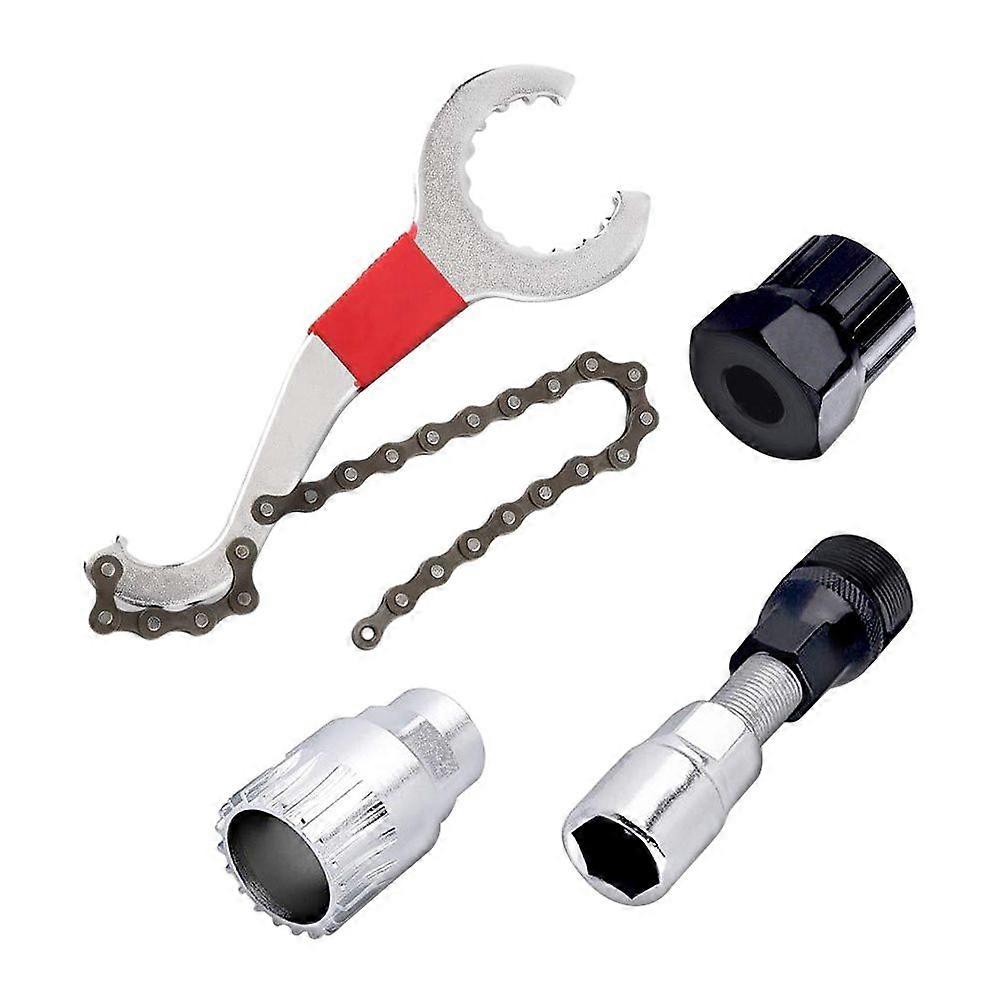 6 in 1 Multifunctional Bike Cassette Removal Tool with Crank Puller and Bottom Bearing Remover 4 Pcs Repair Tool SetYMQX)