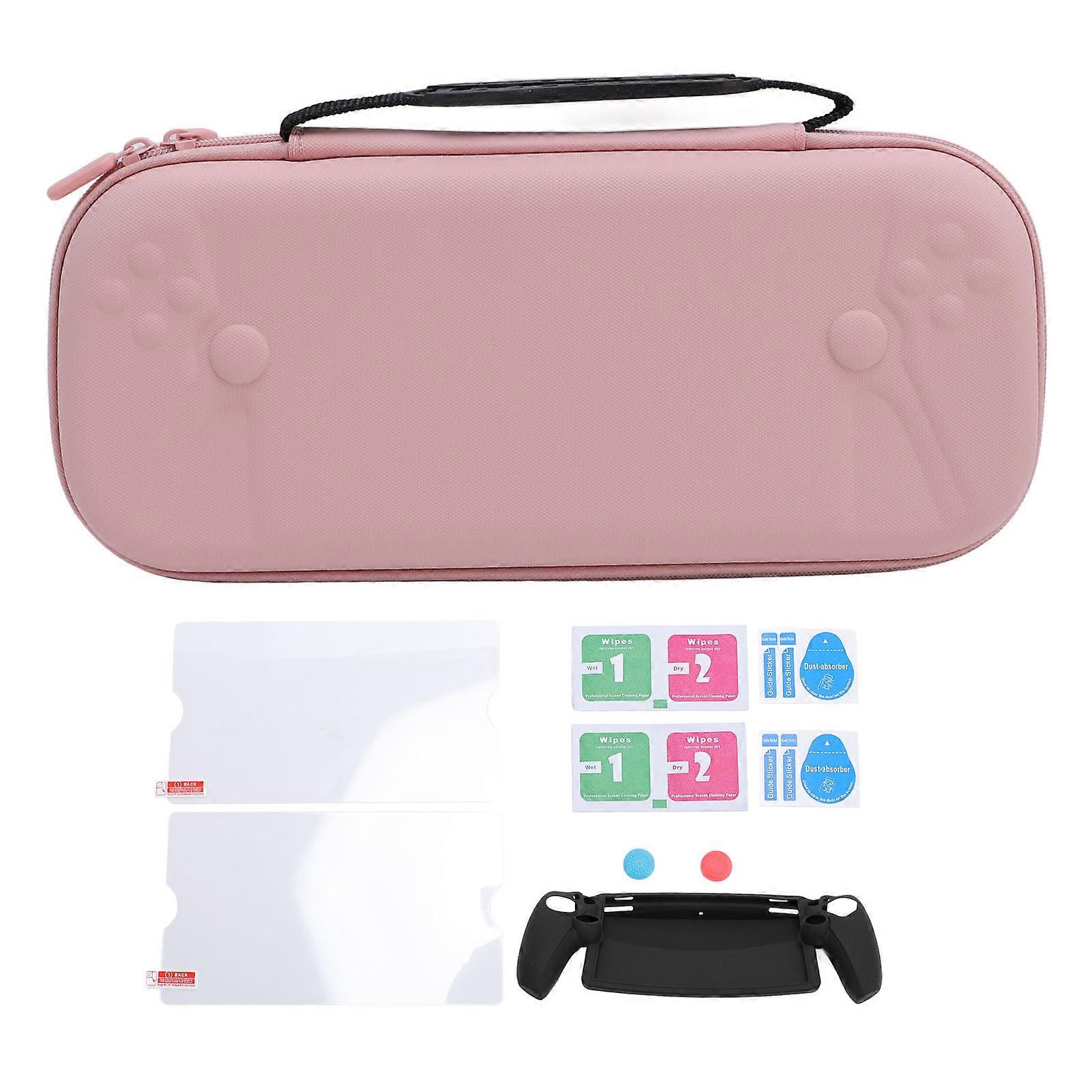 Pink 6-in-1 Game Console Shell Kit with Screen and Silicone Protectors for PS Portal