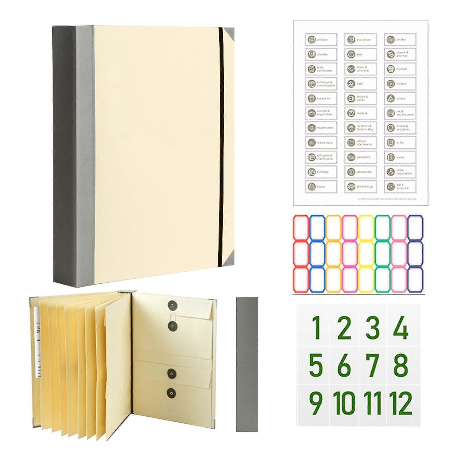 Estate Planning Organiser Binder - Khaki Expandable Accordion Storage for Personal Records, Paperwork, and Missing Persons