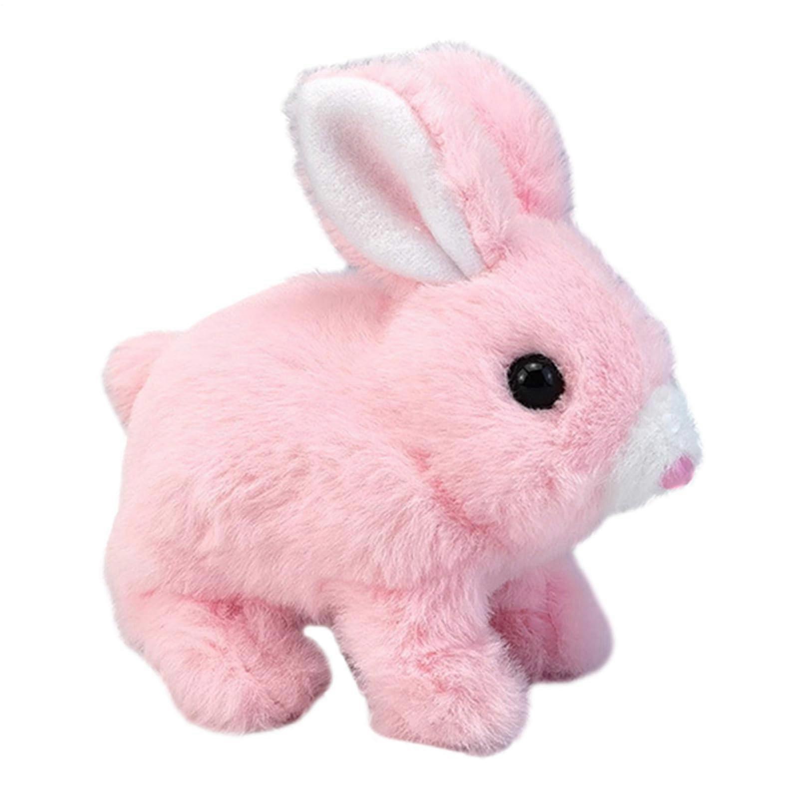 Electronic Plush Toy Rabbit Pink Long-Haired With Walking And Barking, Moving Mouth And Twitching Ears Birthday Gift