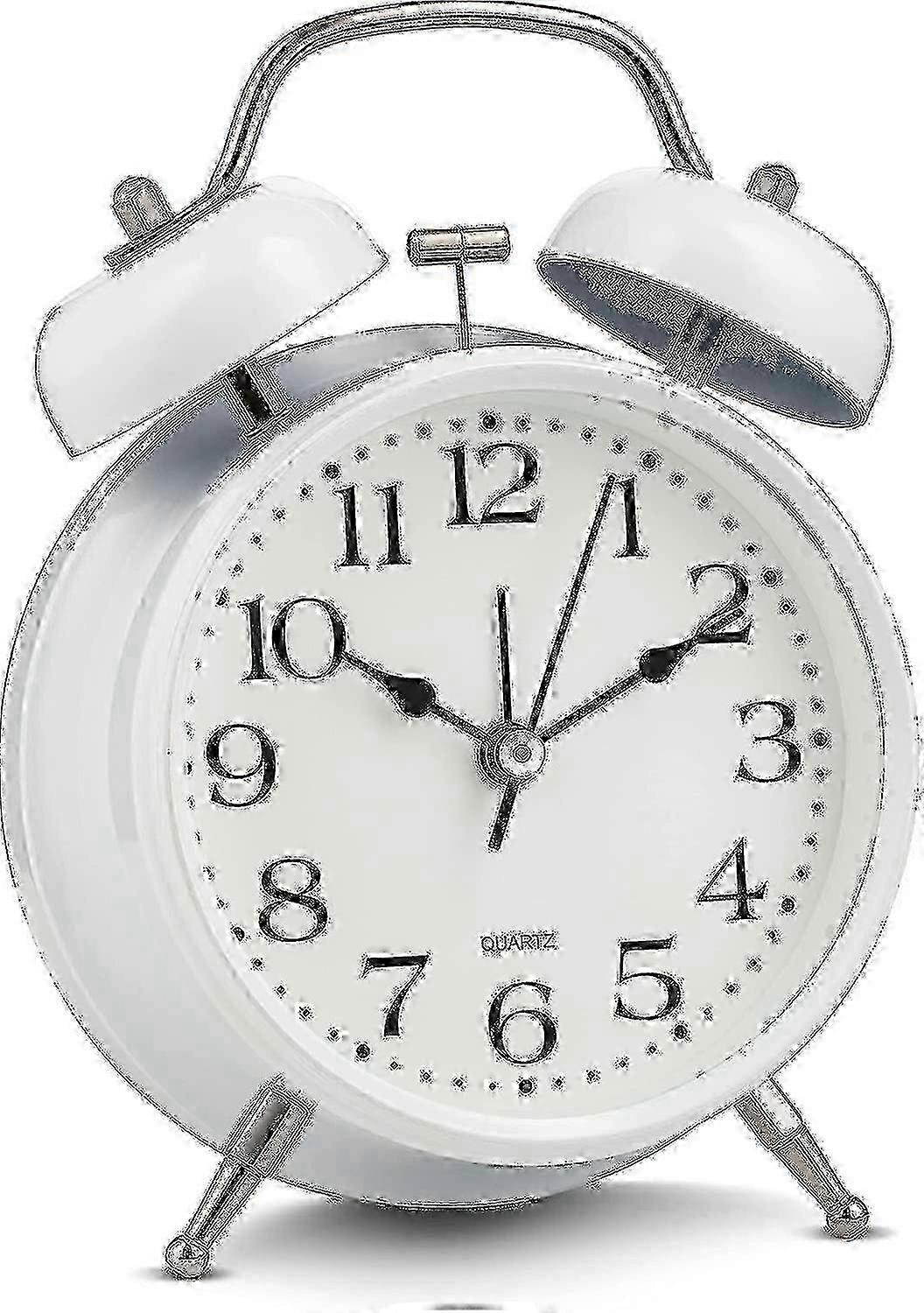 Retro Twin Bell Analog Alarm Clock with Extra Loud Alarm - Silent Non-Ticking Quartz with Backlight for Decorative Bedside or Desk Use