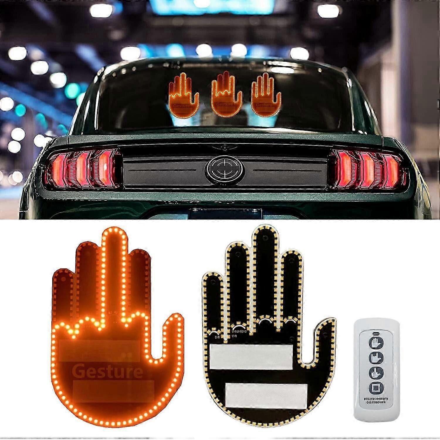 Gesture LED Hand Middle Finger Car Light Interior LED Hand Adhesive Car Rear Window Display LED Stick with Remote Control FN9U3668