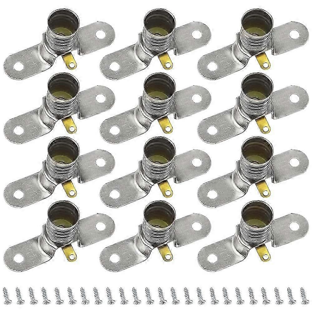 12 Pack E10 Socket for Screw Light Bulbs 4 x 1.8 cm Silver Metal - LED Lamps Socket Base Small E10