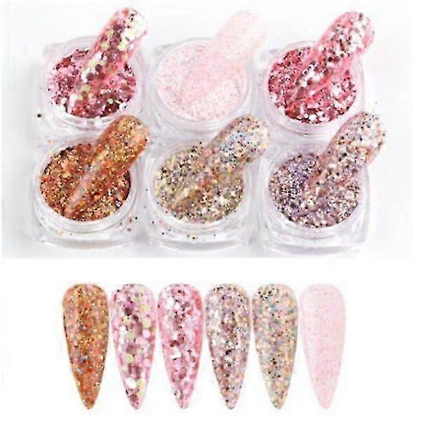 Nail Glitter Decorations, 6 Colors