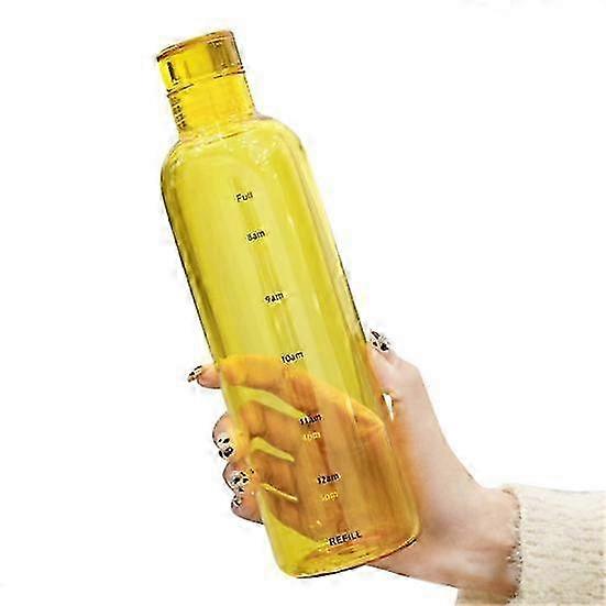 500ML Transparent Water Bottle with Leak-Proof Design & Time Scale - High Borosilicate Teaware for Office & Fitness Use