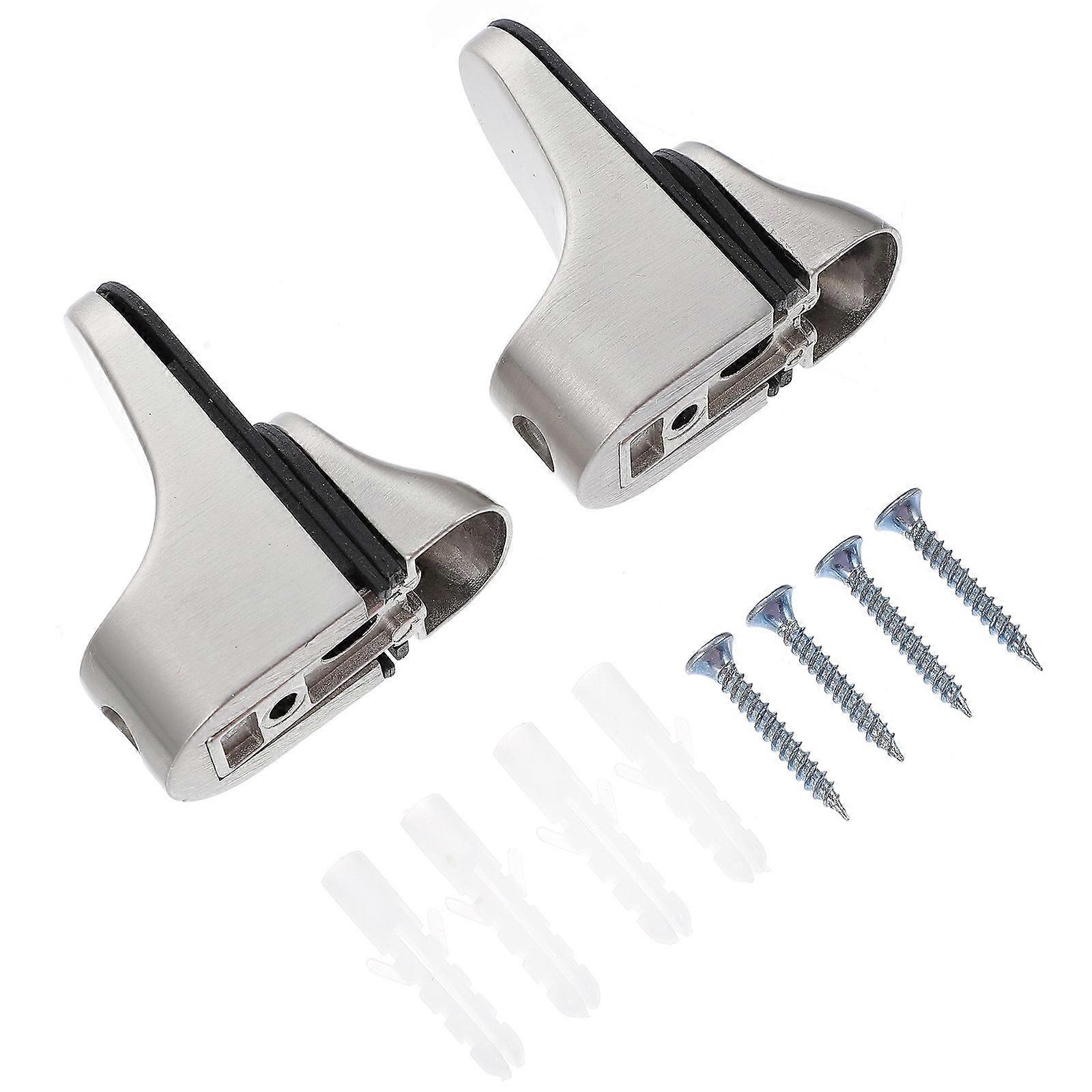 2pcs Adjustable Duckbill Clips Panel Clips Furniture Brackets Glass Shelf Fixing Clips (Silver)